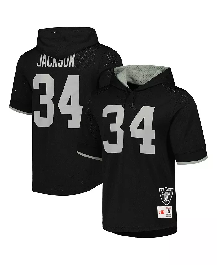 

Мужская черная толстовка с капюшоном в сетку Bo Jackson Los Angeles Raiders Gridiron Classics с именем и номером игрока на пенсии Mitchell & Ness