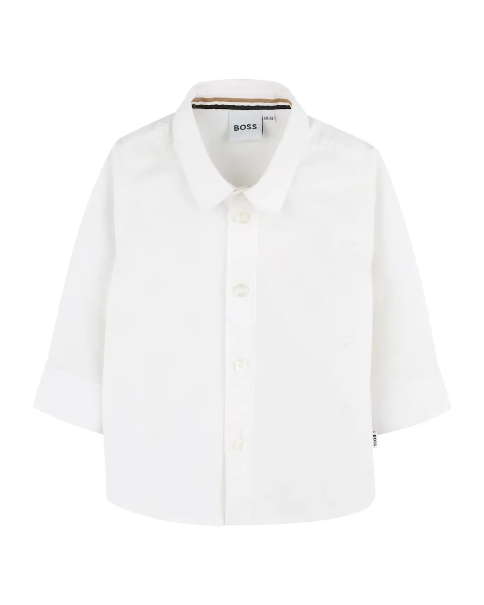 

Рубашка для мальчика белого хлопкового цвета BOSS Kidswear, белый