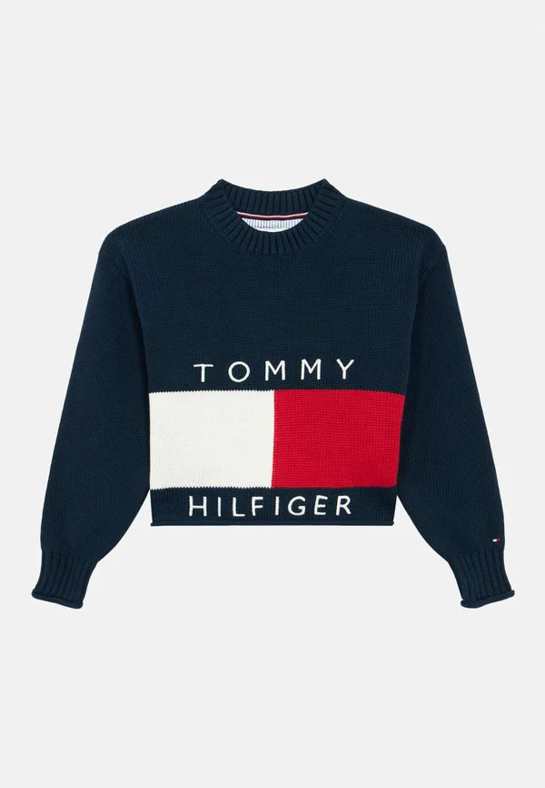 Свитер свободного кроя в рубчик с изображением флага наследия Tommy Hilfiger, Dark Night Navy — фото 3