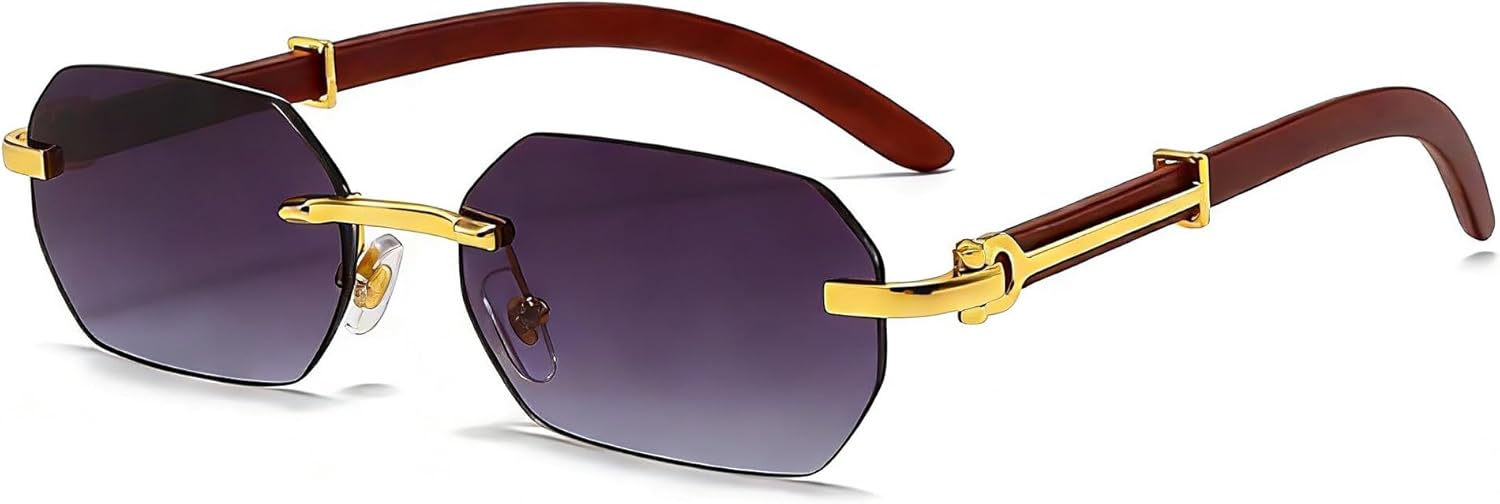 

Солнцезащитные очки без оправы прямоугольной формы для мужчин и женщин, ретро, ​​маленькая квадратная оправа, солнцезащитные очки без оправы в стиле 70-х FLJMRAVER, A2* Gold / Gradient Grey