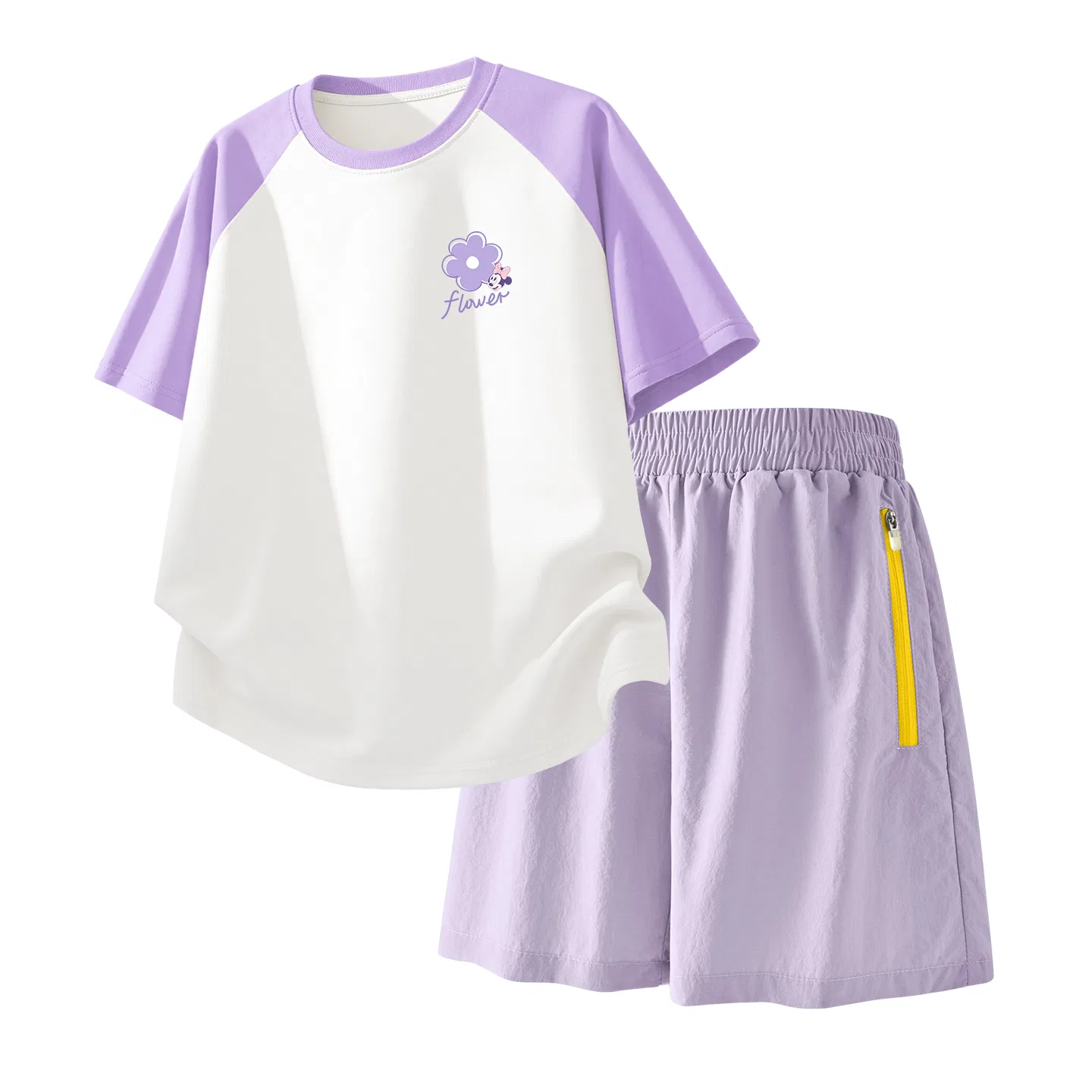 Детский спортивный костюм Casual Sportswear 2 Piece Set Disney, Dilorani K Purple White+Solid Color Taro Paste Purple