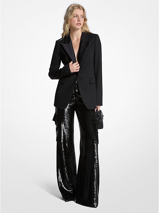 

Брюки-карго из жоржета с пайетками Michael Kors, черный