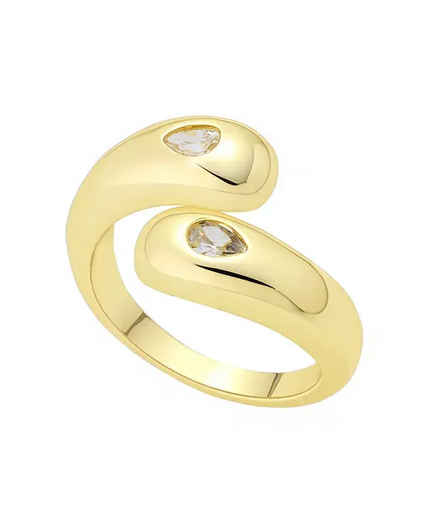 

Кольцо-Обходчик с двойным каплевидным кубическим цирконием Unwritten, gold
