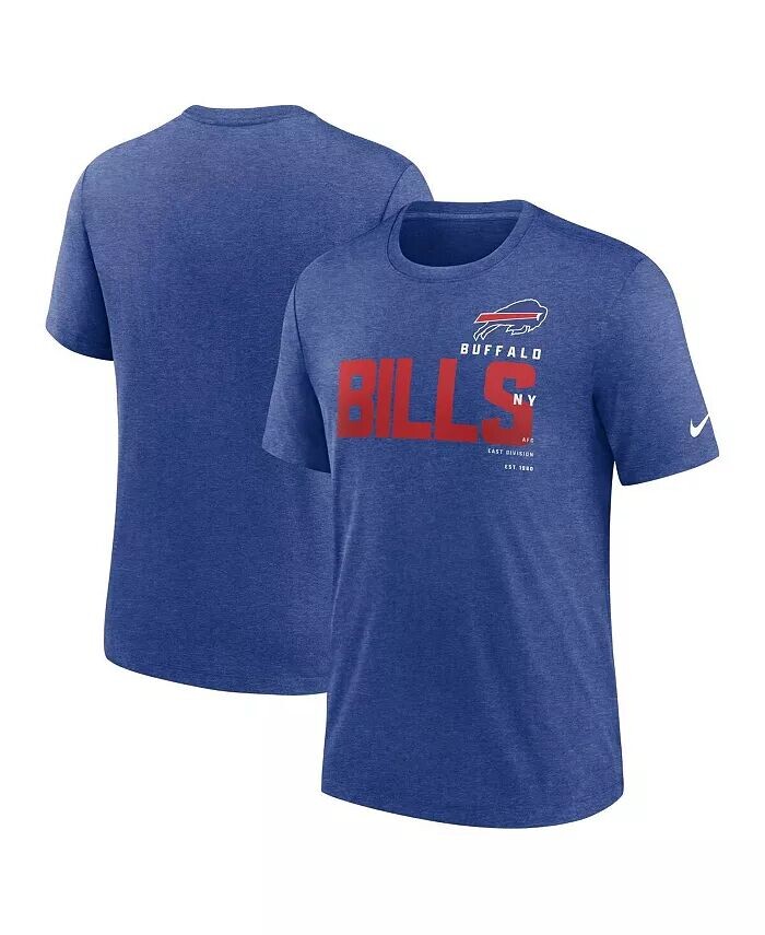 

Мужская футболка Heather Royal Buffalo Bills Team Tri-Blend Nike, синий