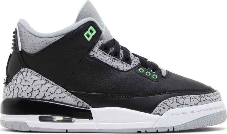 

Кроссовки Air Jordan 3 Retro GS 'Green Glow', черный