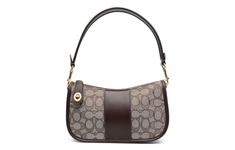 

Футболка из свингерной ткани с кожаным плечевым рюкзаком, кроссбоди, женская сумка коричневый COACH