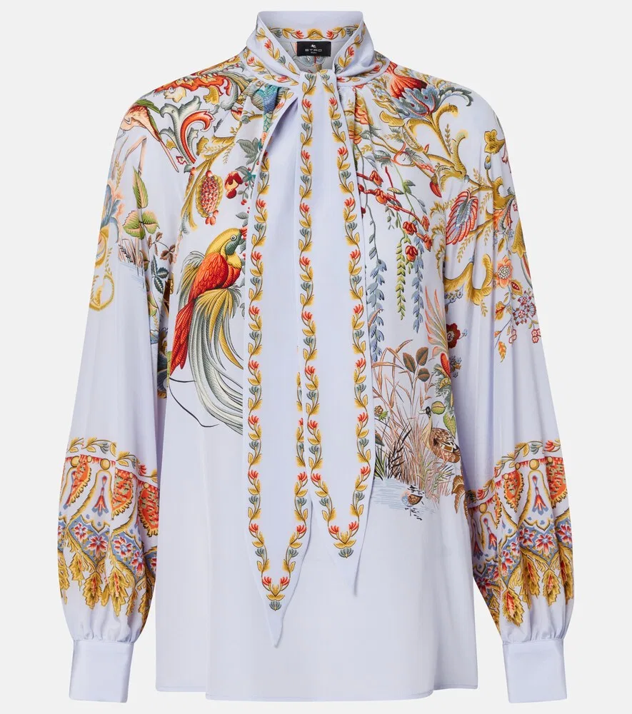 Полупрозрачная жаккардовая блузка Etro, синий