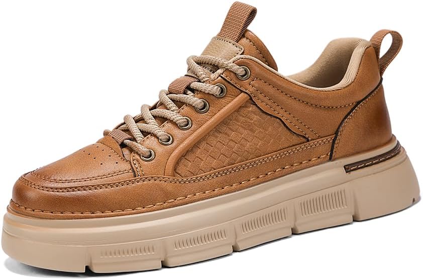 

MEIXI MOBILE Мужская обувь для офиса и повседневной носки, удобные легкие кроссовки на шнурках, коричневый