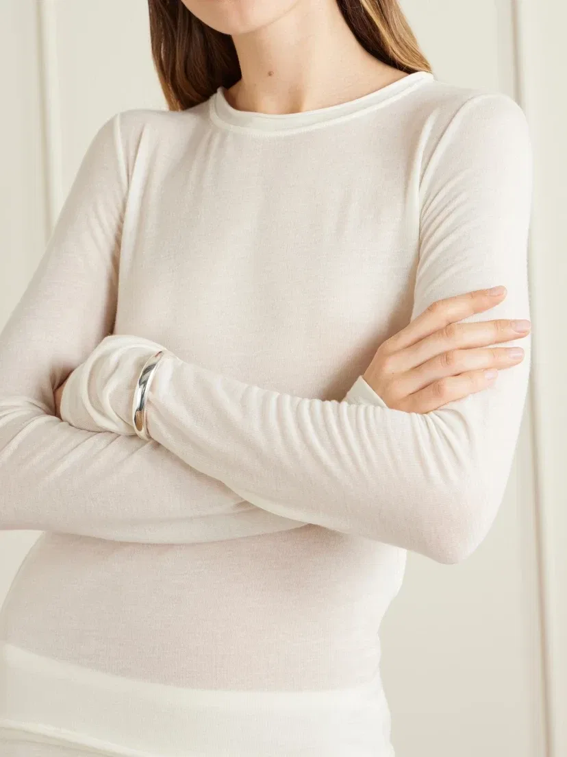 Футболка из смешанного трикотажа TENCEL COLLEEN ALLEN, белый — фото 4