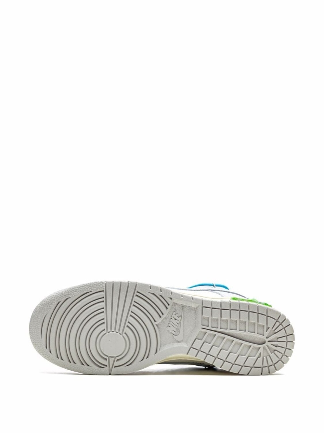 Кроссовки Nike х Off-White Dunk Low, белый/серый/голубой/желтый — фото 4