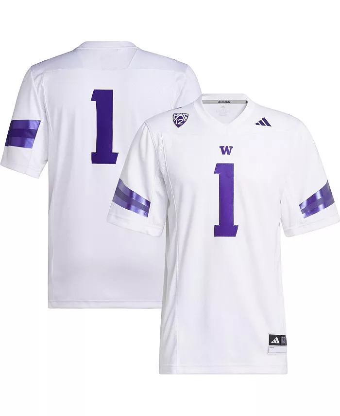 

Мужская футбольная джерси Washington Huskies Premier #1 белого цвета adidas