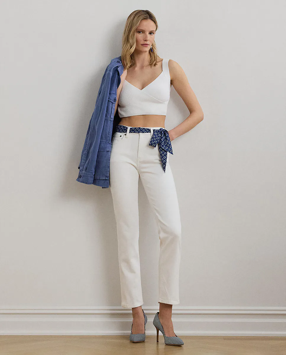 

Женские прямые джинсы с высокой талией длиной до щиколотки Lauren Ralph Lauren, белый
