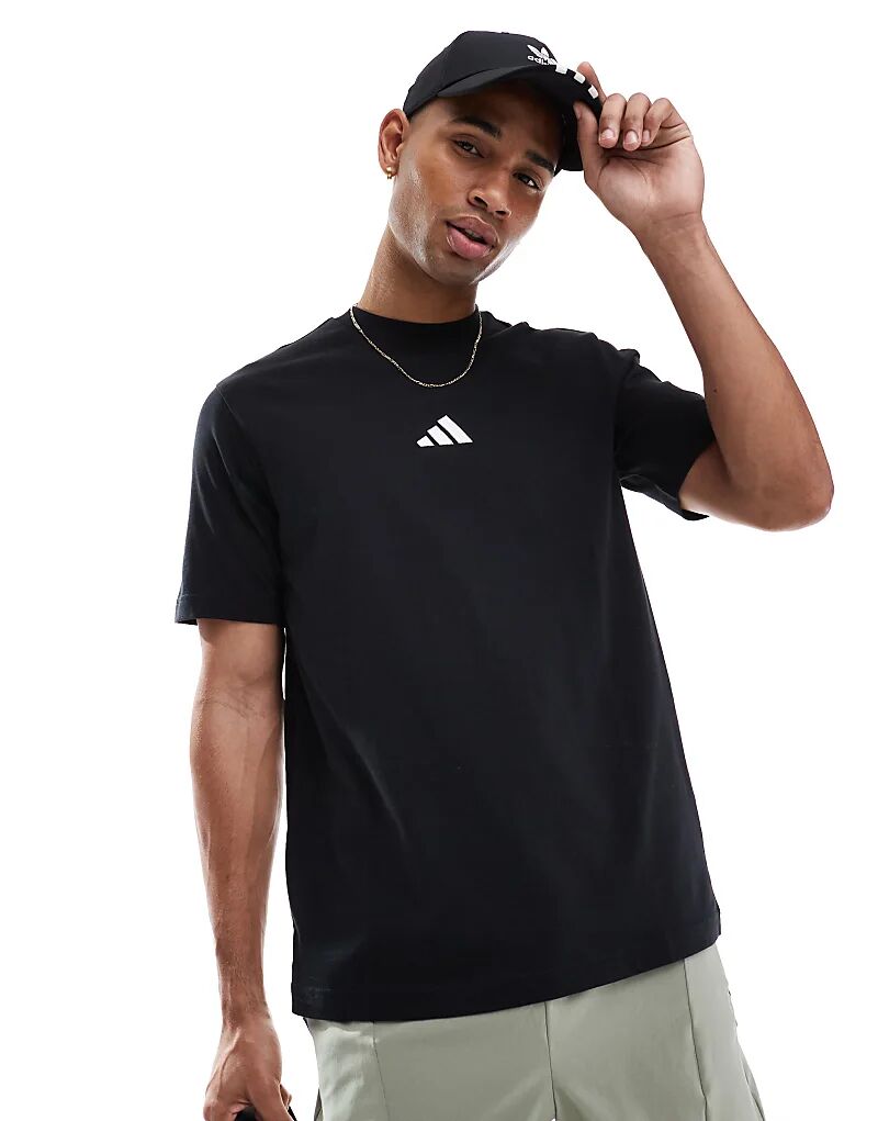 Футболка adidas Performance Essentials с маленьким логотипом, черного цвета — фото 3