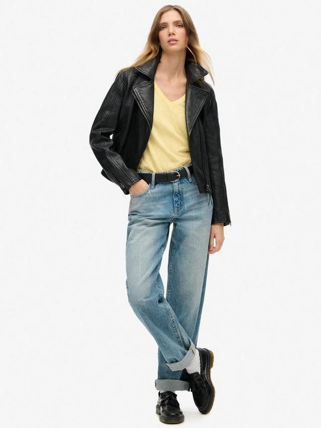 

Футболка с v-образным вырезом и вышивкой slub Superdry, цвет Pale Yellow