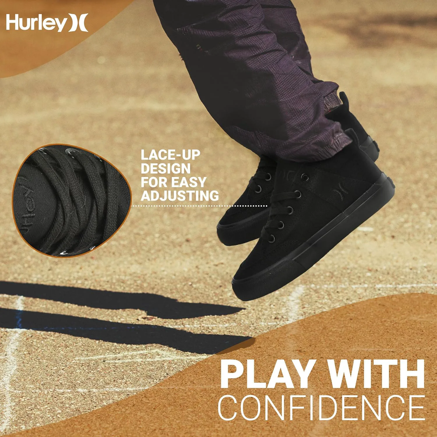Детские высокие скейтбордные кроссовки Hurley Roddy, спортивная обувь для мальчиков и девочек, черный — фото 4