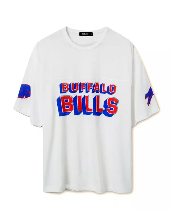 

Футболка унисекс с изображением полузащитника команды НФЛ «Баффало Биллс». Junk Food Clothing, белый