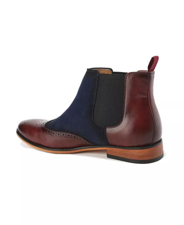Мужские двухцветные ботинки Chelsea Wingtip Brogue Gino Vitale, красный — фото 3