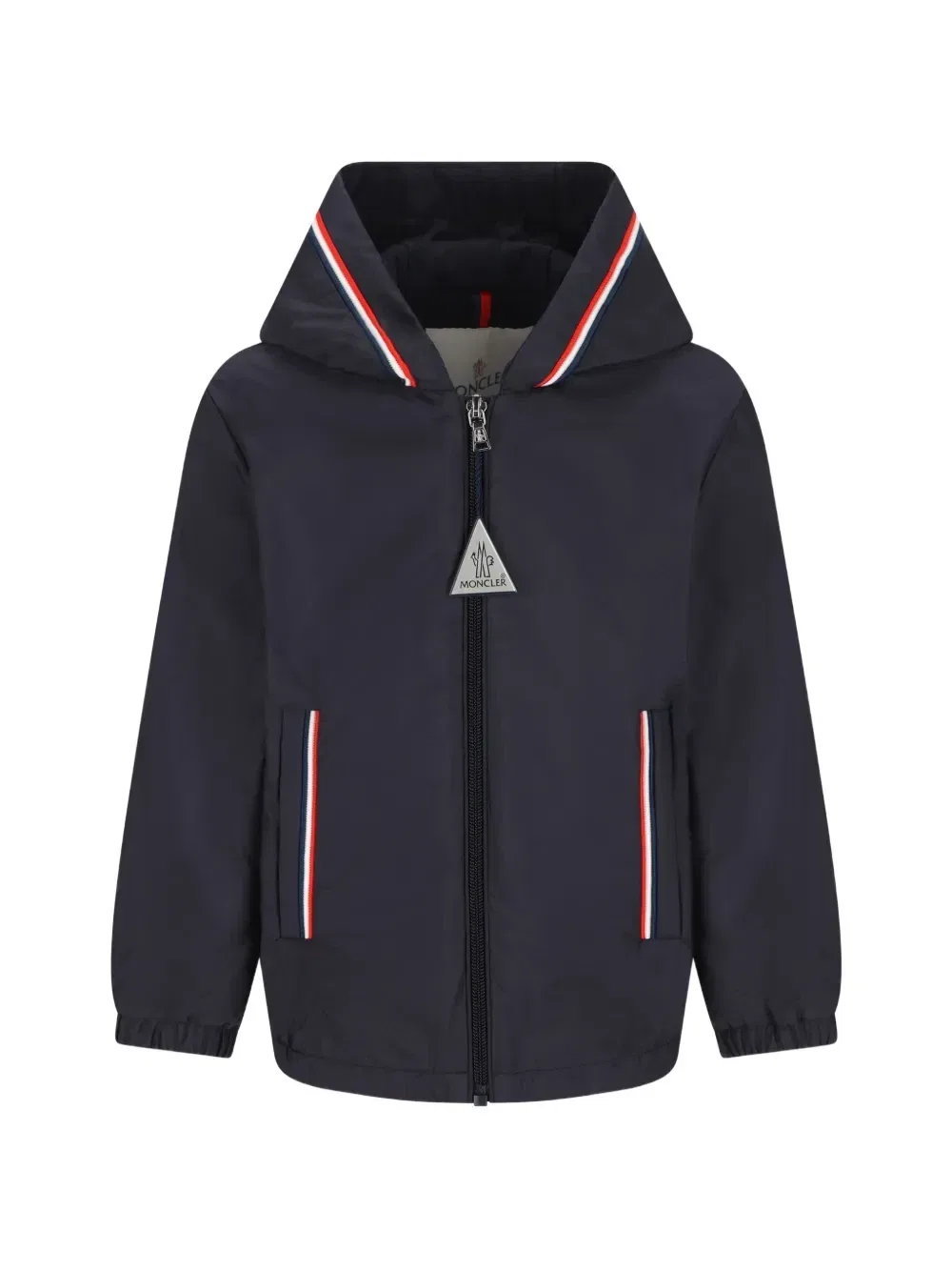 Куртка с капюшоном, отделанная полосками Moncler Enfant, синий