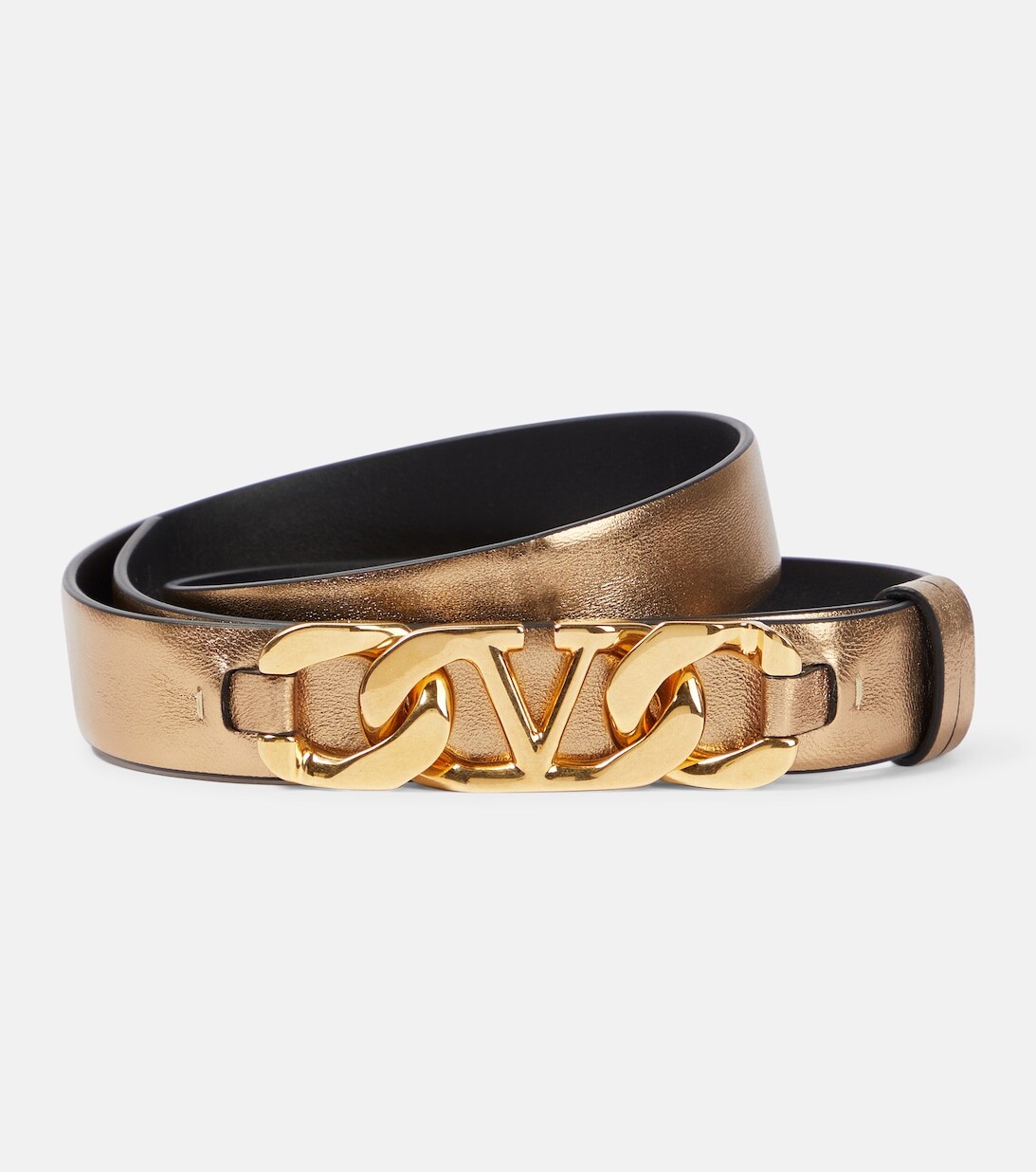 

Кожаный ремень с логотипом VLogo Valentino Garavani, металлик
