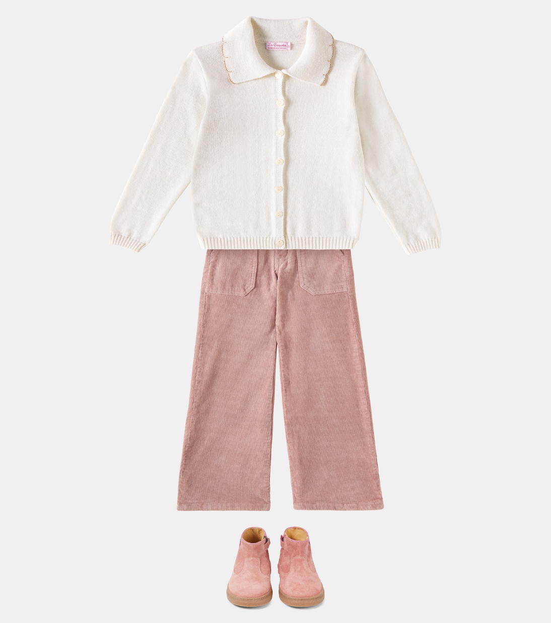 Широкие брюки из хлопкового вельвета Enola La Coqueta, Dusty Pink — фото 2