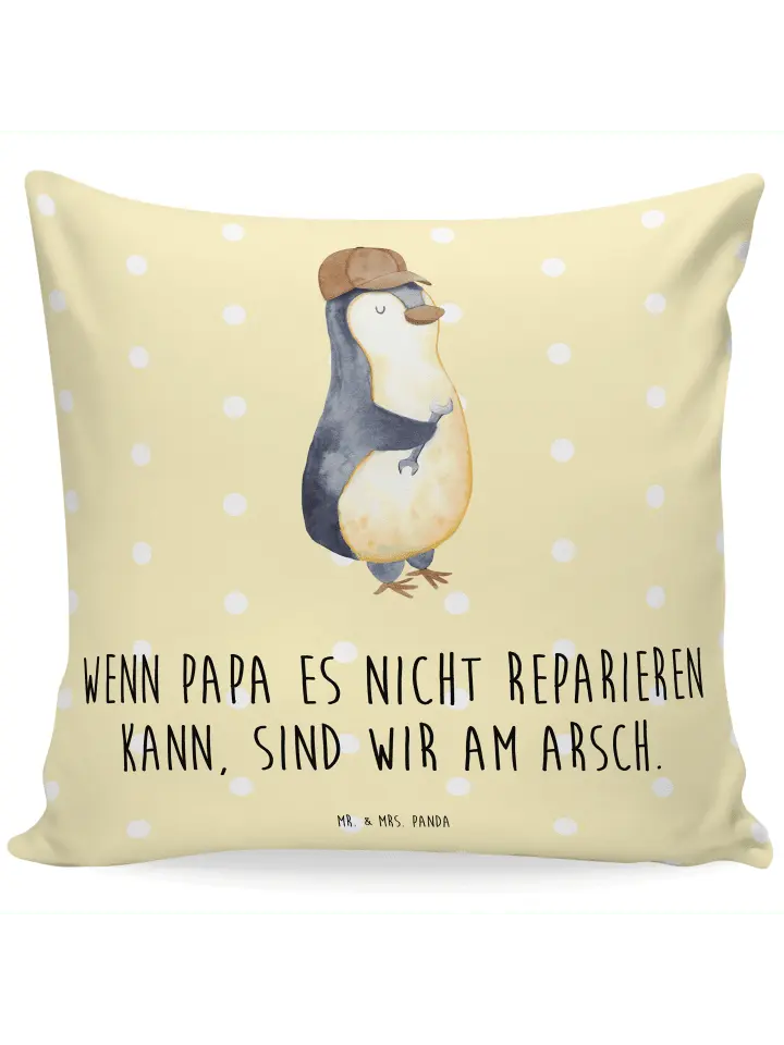 

Подушка Mr & Mrs Panda 40x40 Wenn Papa es nicht reparieren kann, пастельно-желтый