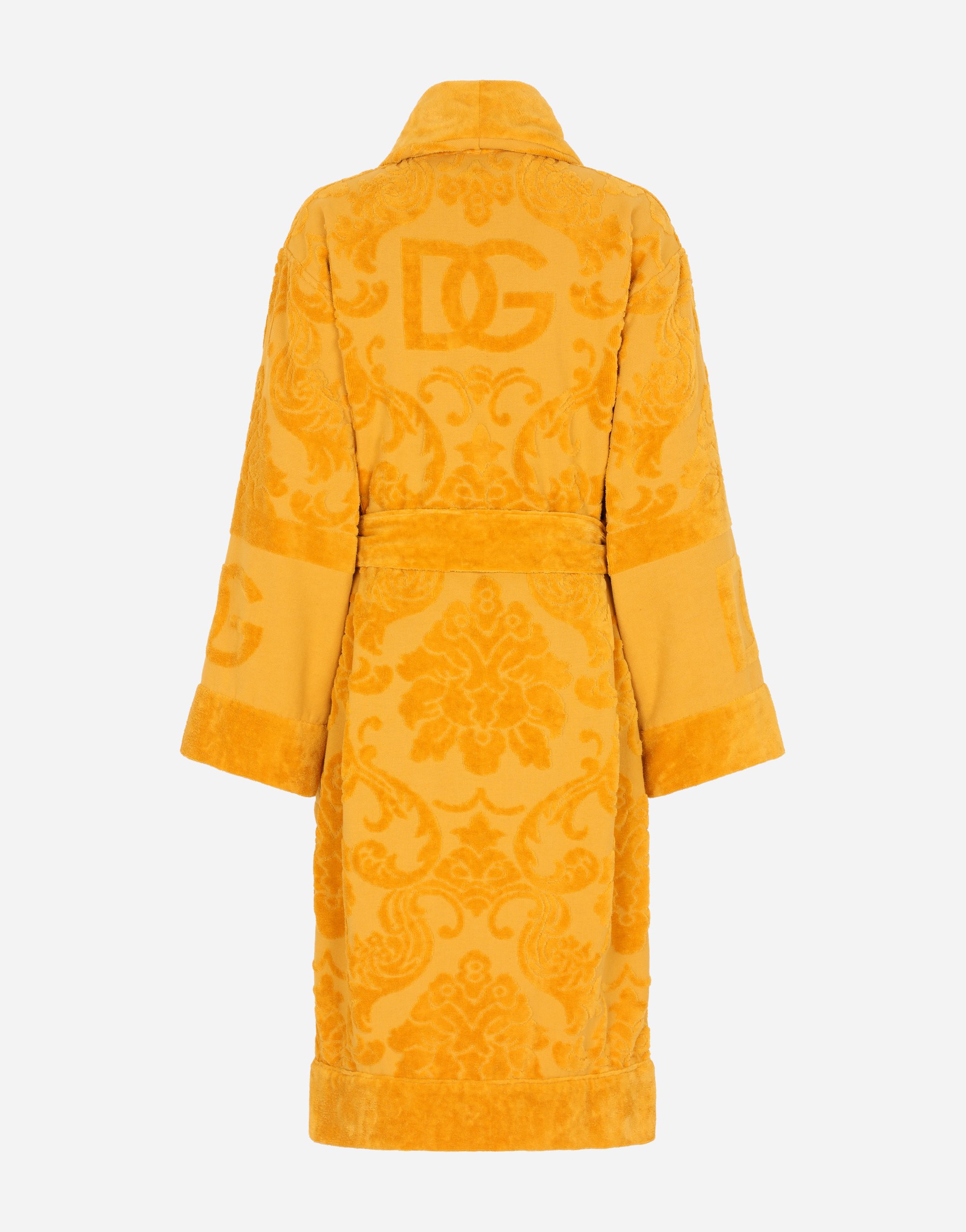 Банный халат из жаккардового махрового хлопка Dolce & Gabbana, мультиколор — фото 2