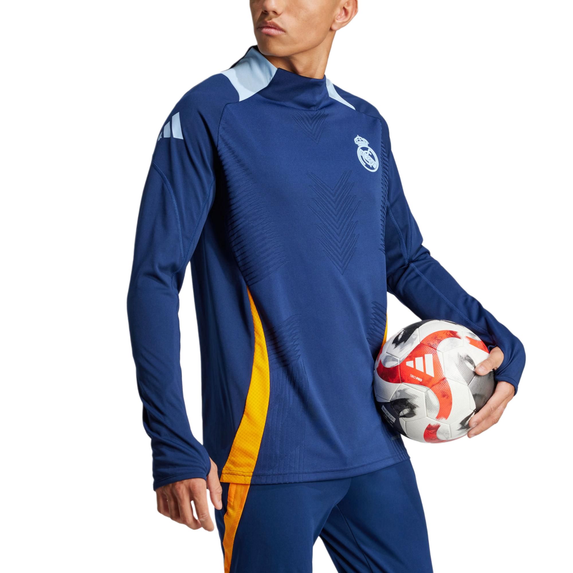 Толстовка Real Madrid C.F мужская синий/ярко-синий/тёмно-оранжевый жёлтый Adidas — фото 4