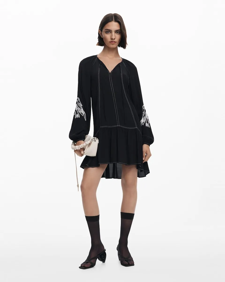 

Платье с вышивкой Boho Desigual, черный