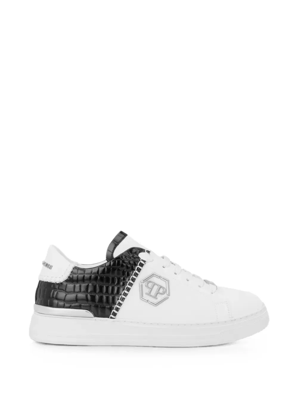 Кроссовки Icon Cocco Mix с эффектом крокодиловой кожи Philipp Plein, белый