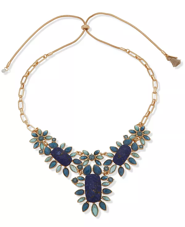 

Фронтальное ожерелье с золотисто-голубыми камнями Lonna & Lilly, blue