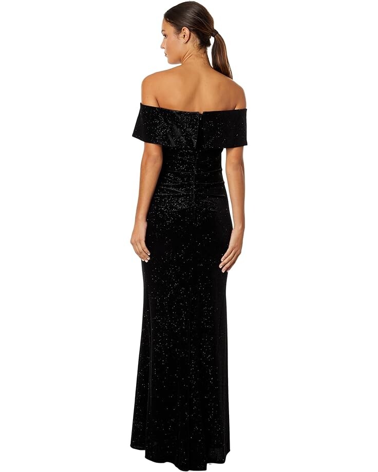 

Платье XSCAPE Long Glitter Velvet Off-the-Shoulder, цвет Black/Black