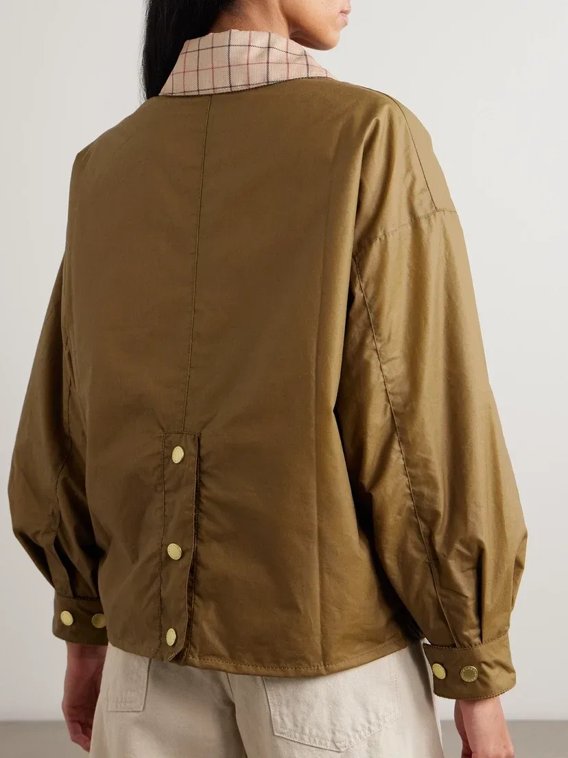 Куртка Launton из вощеного хлопка в клетку с отделкой из вельвета Barbour, бежевый — фото 4
