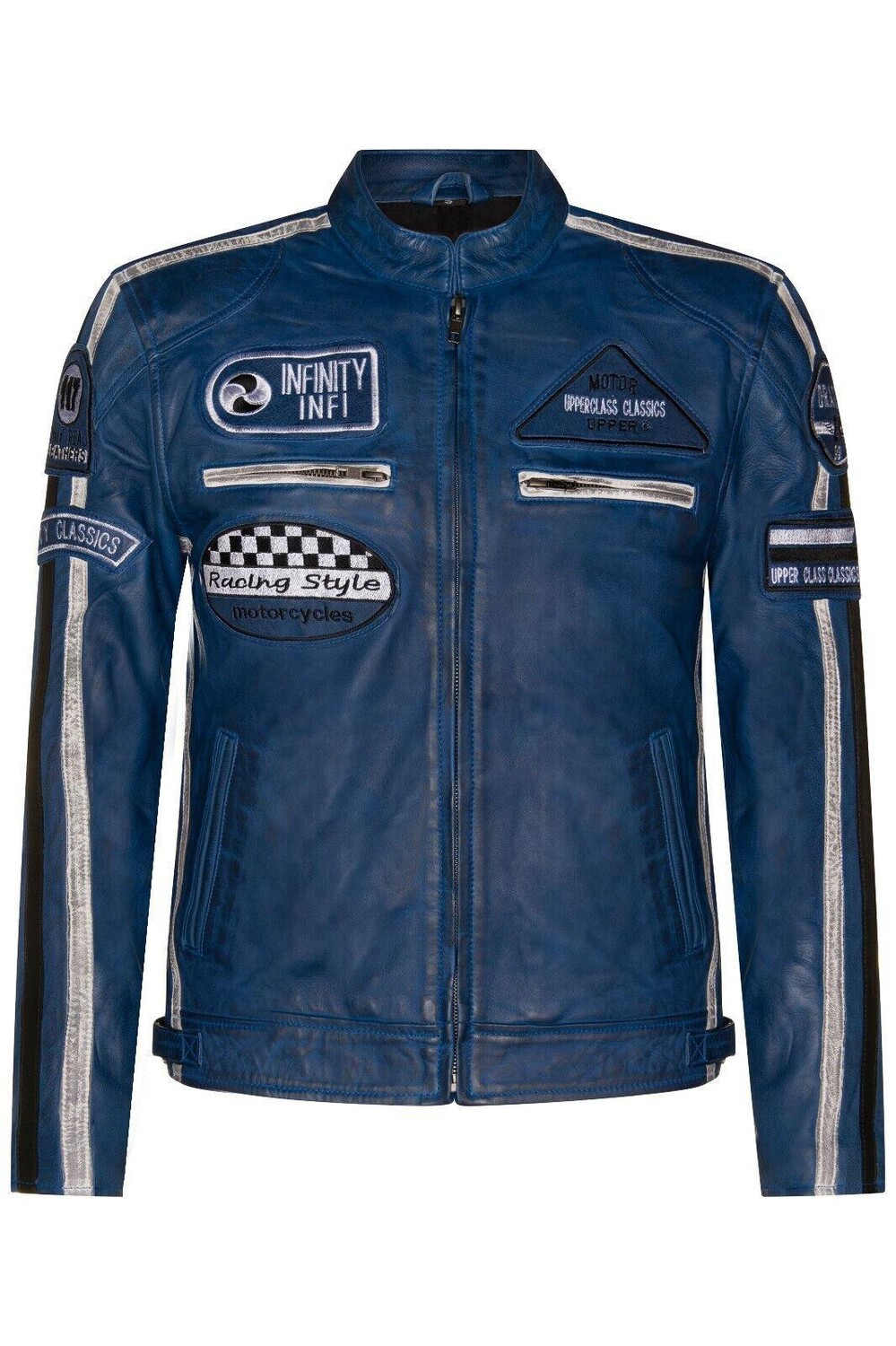 

Кожаная байкерская куртка Racing-Portland Infinity Leather, синий
