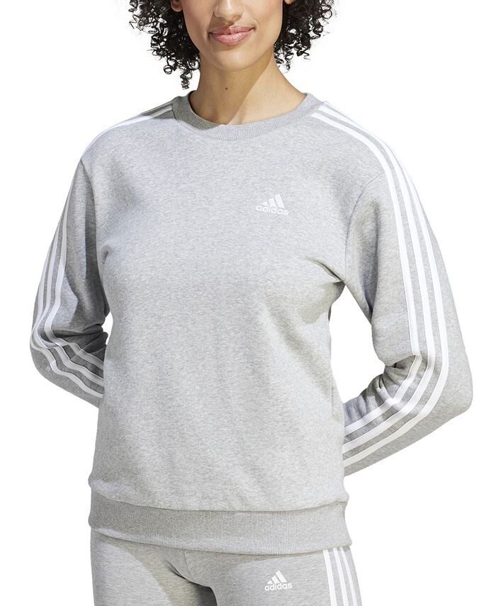 

Женский свитшот с круглым вырезом из хлопкового флиса с 3 полосками adidas, серый
