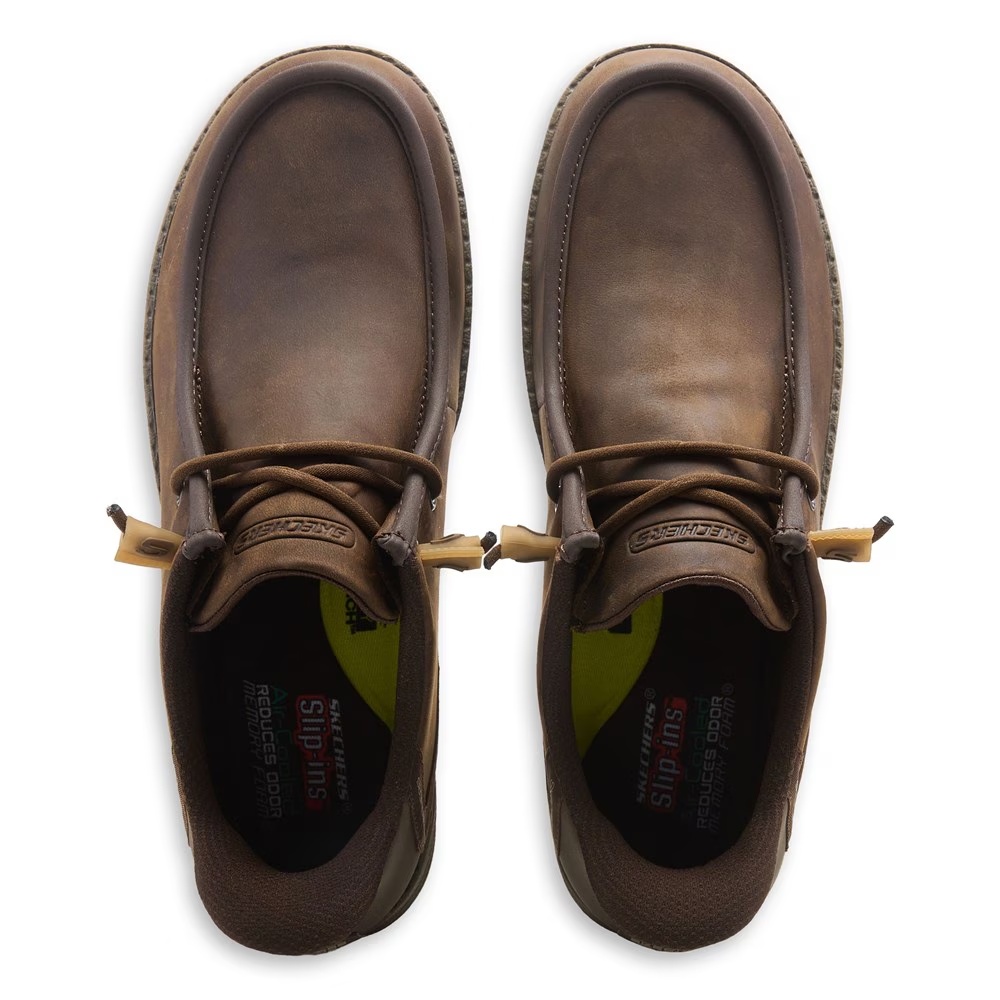 Slip-Ins melson кожаные мокасины с закругленным носком Skechers, cocoa brown — фото 4