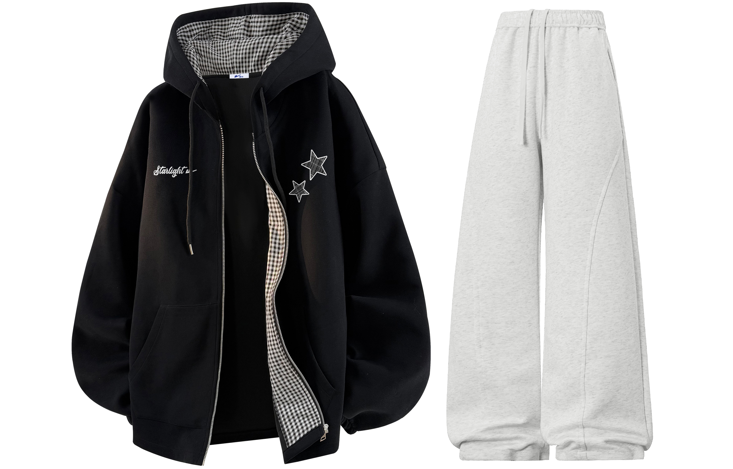 

Кэжуал-костюм Unisex с капюшоном, умеренно длинный WARRIOR, premium черный+heather серый