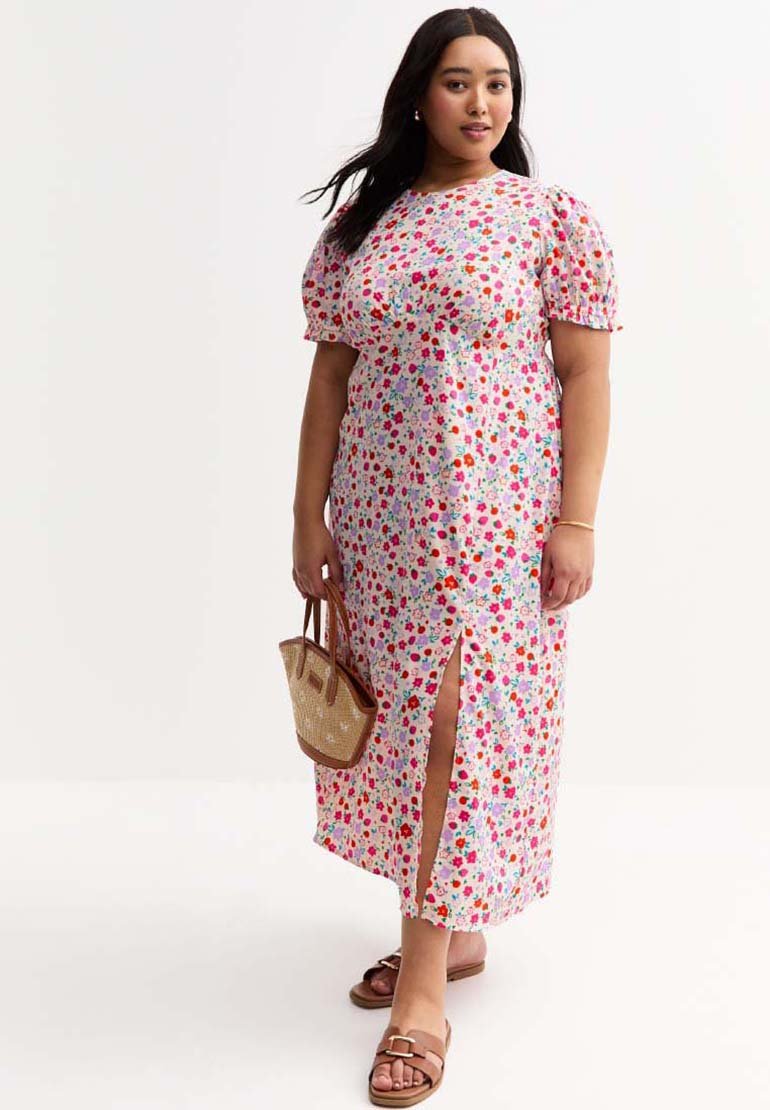 

Платье макси CURVES FLORAL PRINT MIDI - Day dress New Look Curves, кремовый