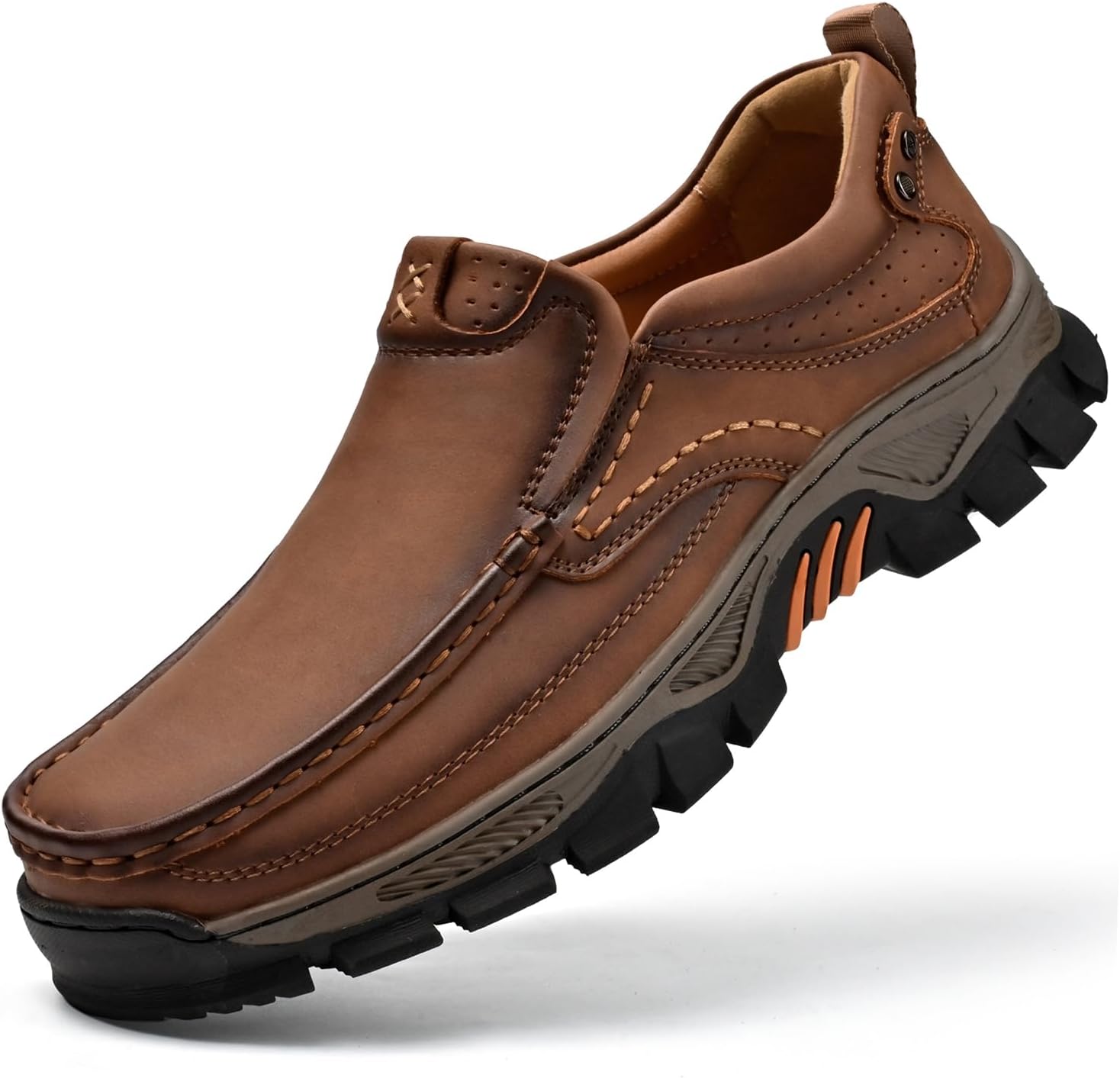 

Мужские слипоны-лоферы Комфортные кожаные повседневные туфли для работы, офиса и прогулок на открытом воздухе Vcmoon, светло-коричневый