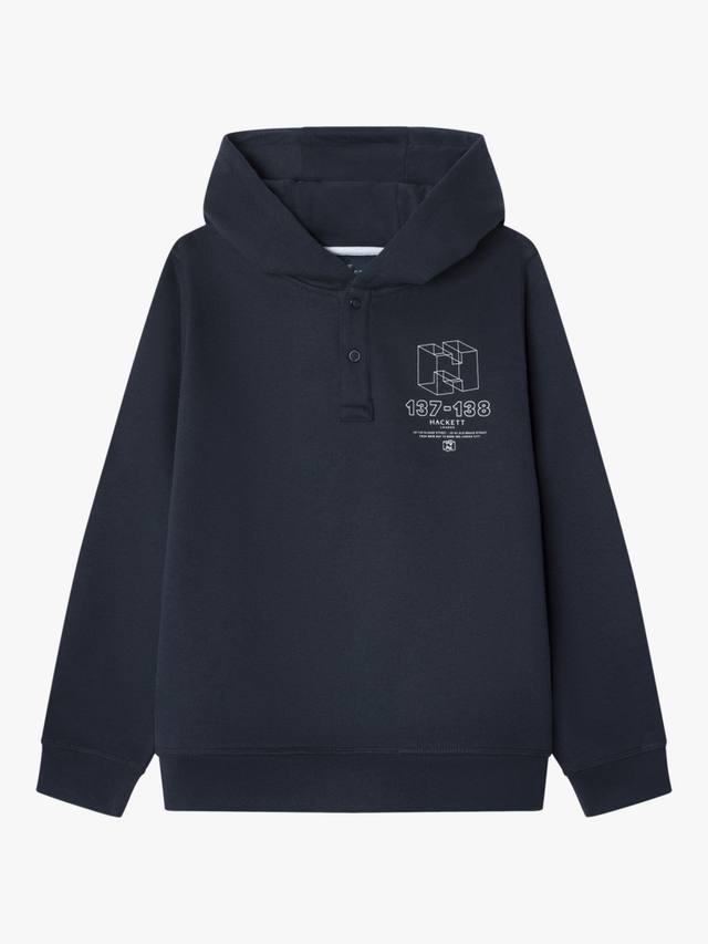 

Детский хлопковый худи с принтом Hackett London, Midnight Blue