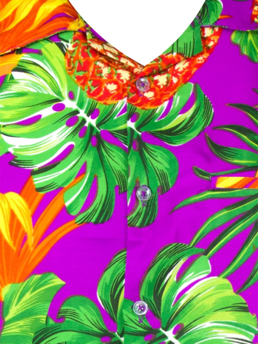 Рубашка на пуговицах классического кроя King Kameha Pineapple Leaves, фиолетовый — фото 3