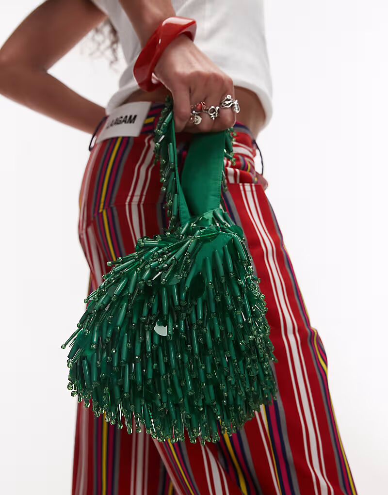 

Сумка Topshop Golda с бисером зеленого цвета