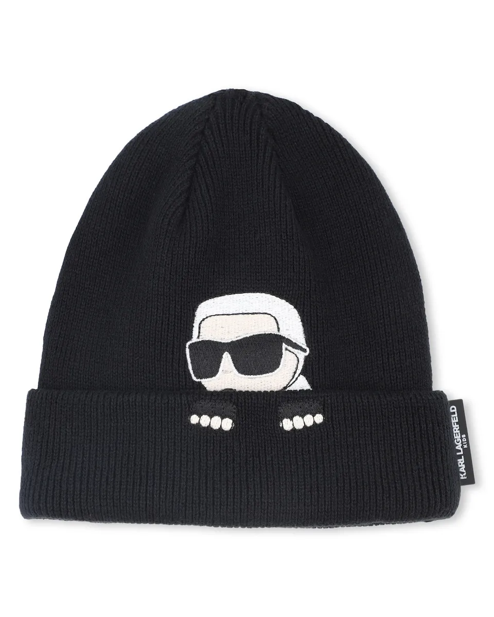 

Черная детская шапочка из хлопка Karl Lagerfeld Kids