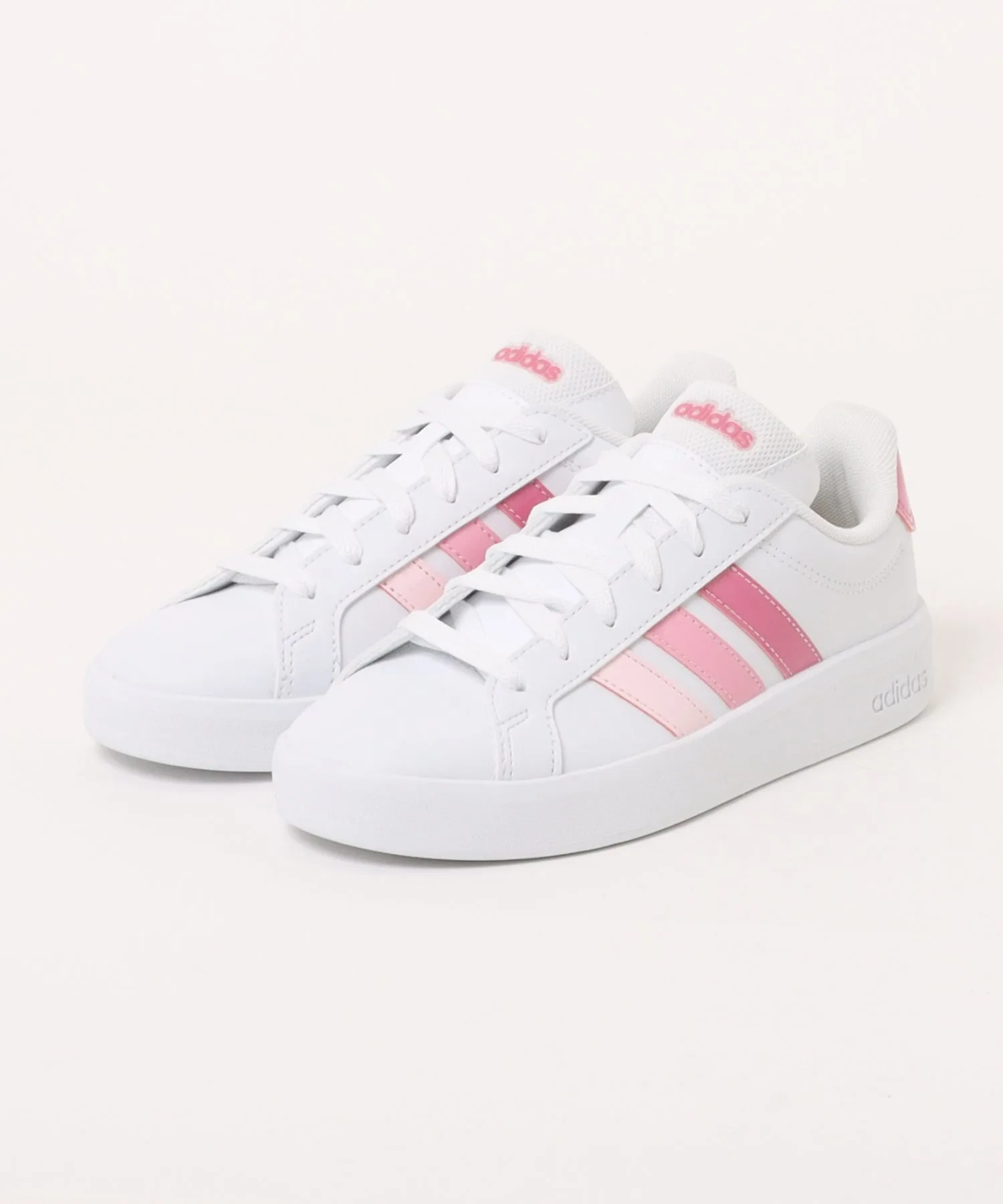 Детские кроссовки из синтетической кожи Grand Court 3.0 adidas бело-розовые