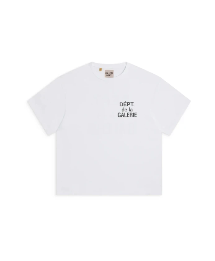 

Французская футболка белая, модернизированная классическая, свободная, из хлопка. Gallery Dept., белый