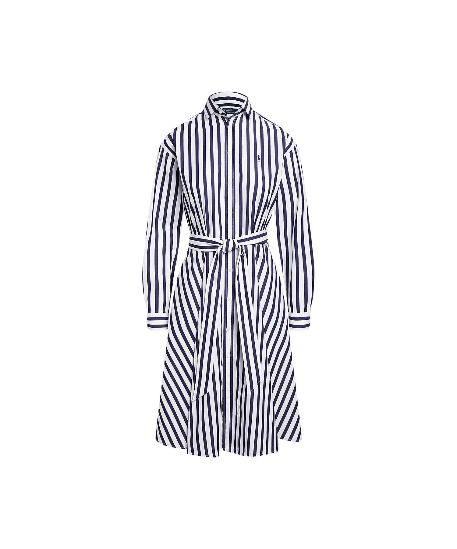 Платье-рубашка из хлопка в полоску с поясом Polo Ralph Lauren, 410 Navy