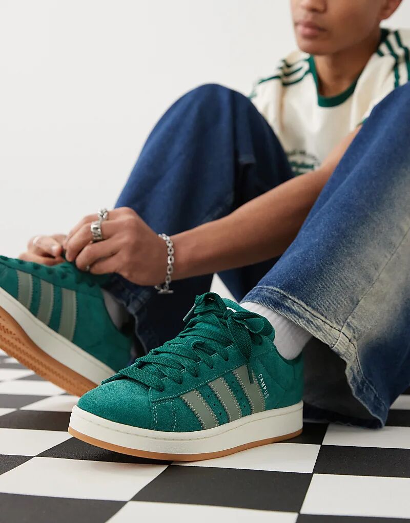 Кроссовки Campus 00 темно-зеленого и серебристого цветов adidas Originals