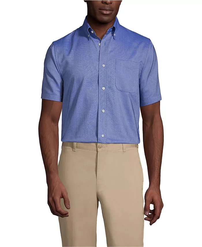 

Мужская рубашка с коротким рукавом Oxford Dress Shirt Lands' End, синий