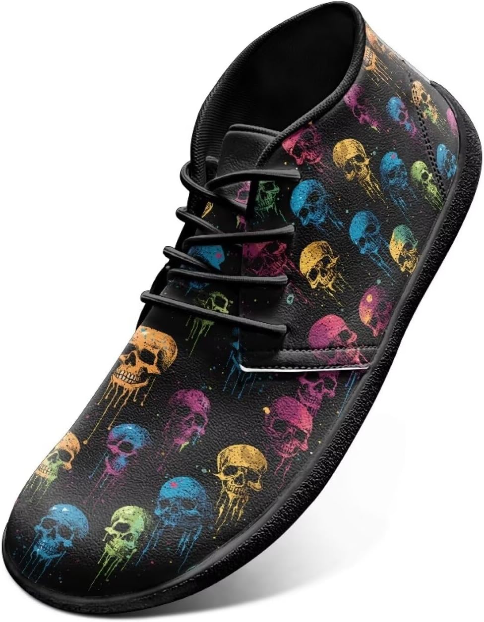 

Кроссовки для женщин и мужчин, водонепроницаемые кожаные туфли с широкой носочной частью для женщин Yreiwoby, Colorful Skull