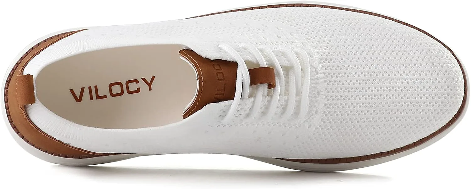 

Мужские повседневные кроссовки VILOCY с шнуровкой, оксфорды для бизнеса, сетчатые, дышащие, для ходьбы, удобные теннисные, белый