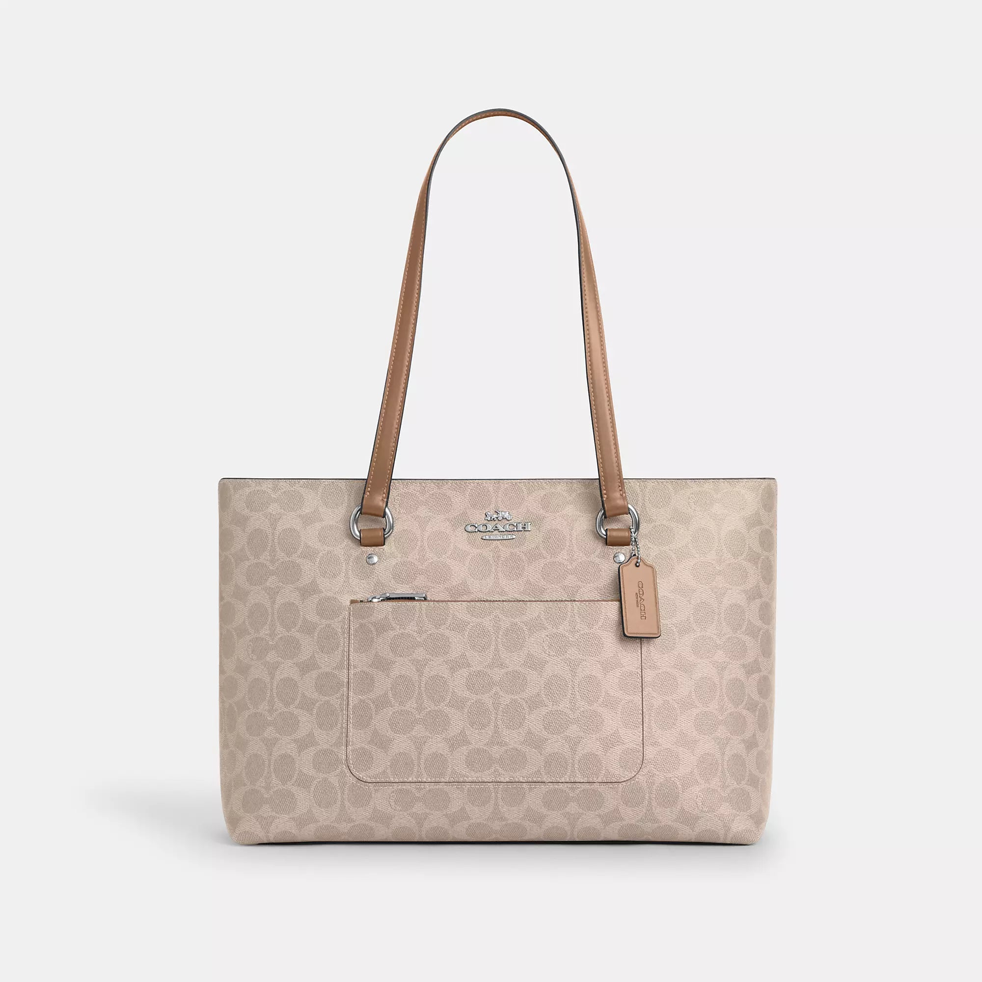 

Сумка-тоут Coach Outlet Station из фирменного полотна, серебряный